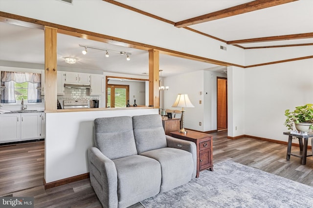93 Shady Ln, Boyertown, PA 19512 - living room with baseboards, visible vents, a wealth of natural light, and dark wood-type flooring