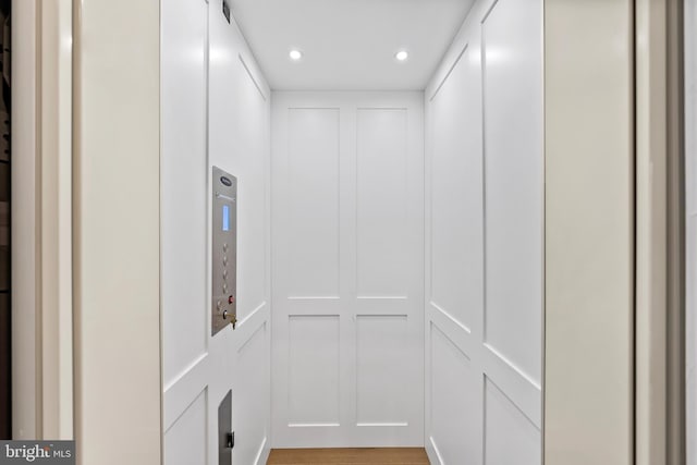 interior details with elevator and recessed lighting