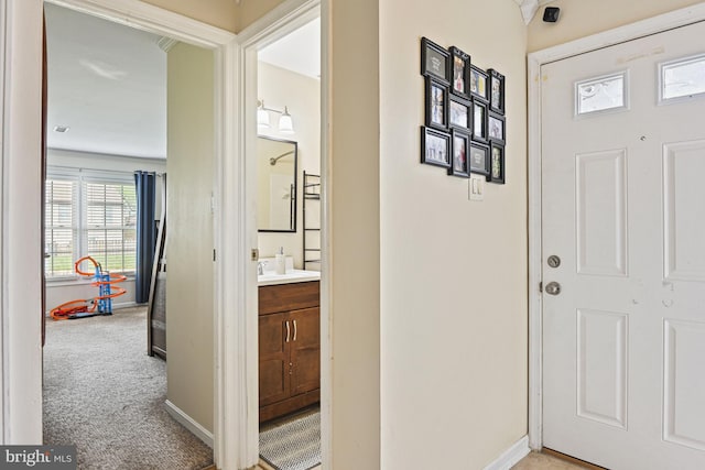 10519 Stonington Ln, Manassas, VA 20109 - entrance foyer featuring light colored carpet and baseboards