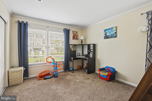 10519 Stonington Ln, Manassas, VA 20109 - rec room with crown molding, baseboards, and carpet