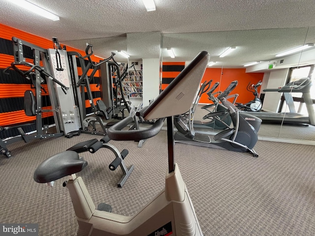 exercise room featuring carpet