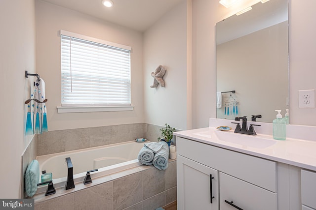 12461 Coastal Marsh Dr Unit 707, Berlin, MD 21811 - bathroom with vanity, a garden tub, and recessed lighting
