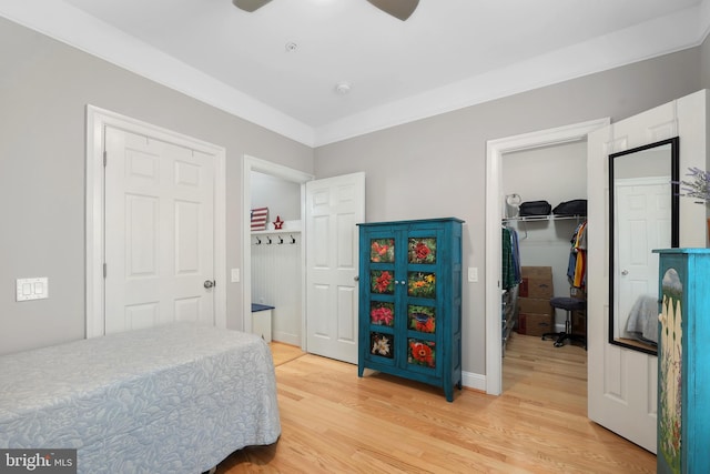 84 Battery Point Dr, Fredericksburg, VA 22406 - bedroom featuring a spacious closet, light wood-style floors, a closet, and ceiling fan
