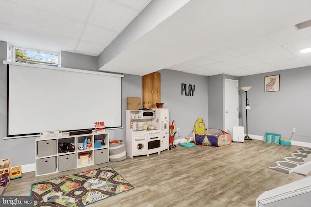 1664 Beech Ln, Hanover, PA 17331 - playroom featuring baseboards, a paneled ceiling, and wood finished floors