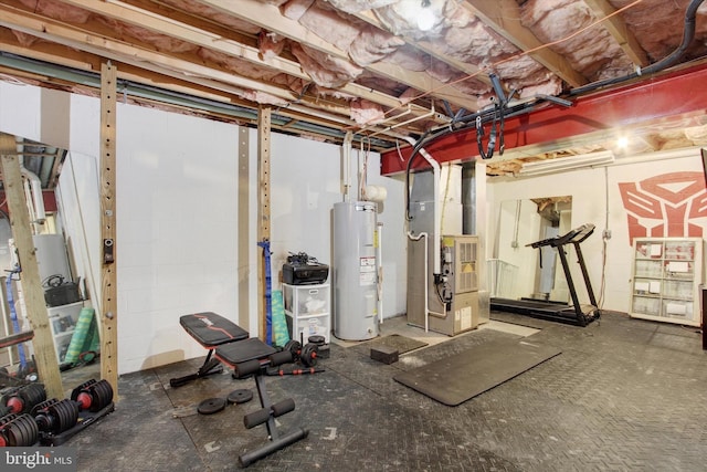 1664 Beech Ln, Hanover, PA 17331 - exercise area featuring heating unit and electric water heater