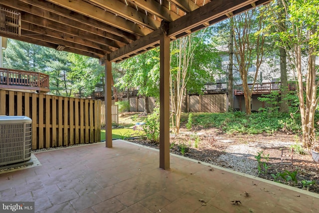 view of patio / terrace with a fenced backyard and central AC