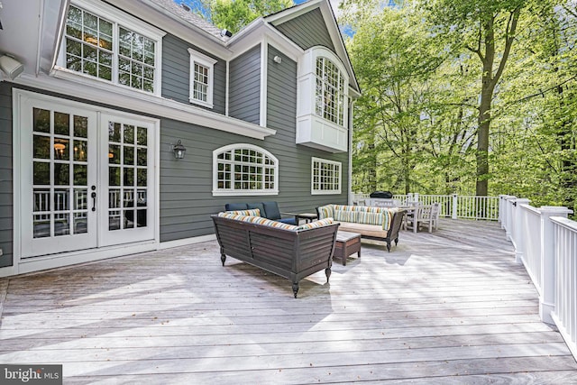 6020 Copely Ln, Mclean, VA 22101 - wooden terrace with an outdoor hangout area and french doors