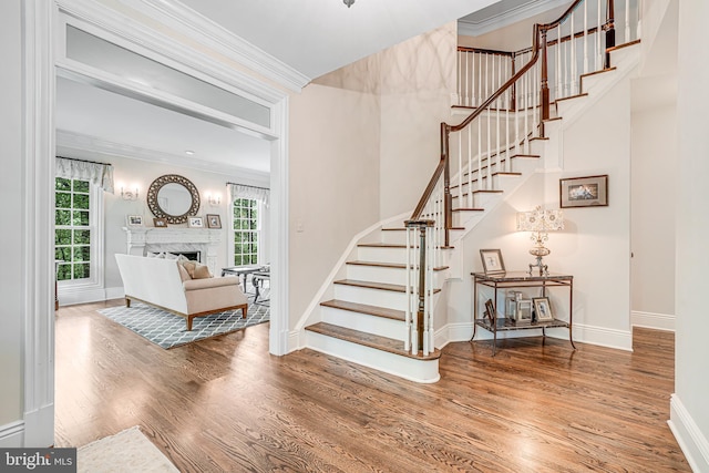 6020 Copely Ln, Mclean, VA 22101 - stairs featuring baseboards, wood finished floors, and a healthy amount of sunlight