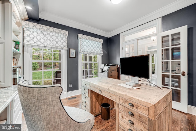 6020 Copely Ln, Mclean, VA 22101 - office featuring baseboards, ornamental molding, and wood finished floors