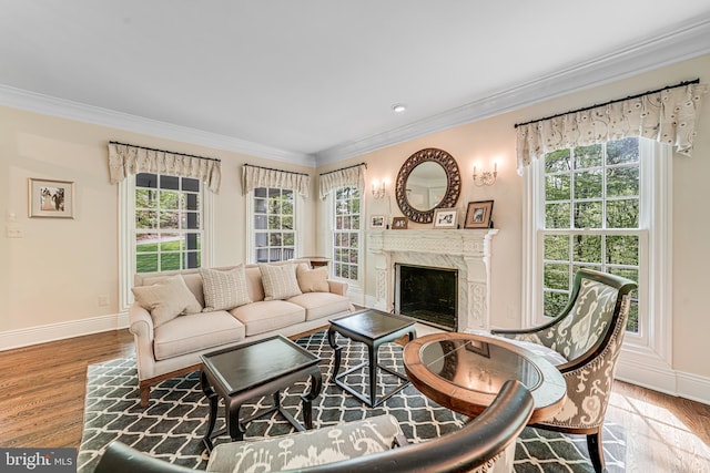 6020 Copely Ln, Mclean, VA 22101 - living room featuring baseboards, ornamental molding, and wood finished floors