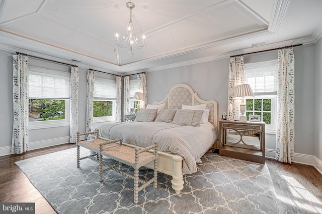 6020 Copely Ln, Mclean, VA 22101 - bedroom with wood finished floors, a chandelier, and multiple windows