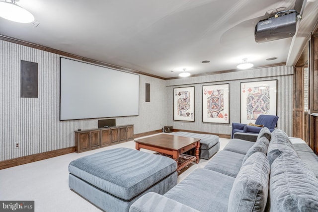 6020 Copely Ln, Mclean, VA 22101 - carpeted cinema with crown molding and wallpapered walls