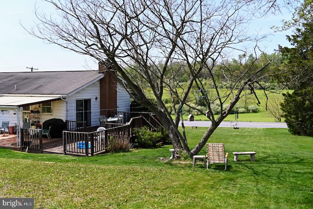 4092 Manchester St, Glen Rock, PA 17327 - view of green lawn featuring a deck