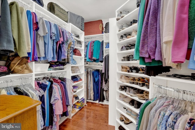 spacious closet with wood finished floors