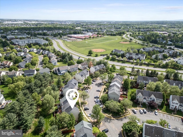 drone / aerial view with a residential view
