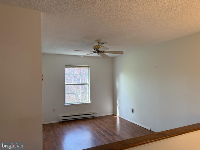 492 Delair Rd Unit C, Monroe, NJ 08831 - unfurnished room with baseboard heating, wood finished floors, a textured ceiling, ceiling fan, and baseboards