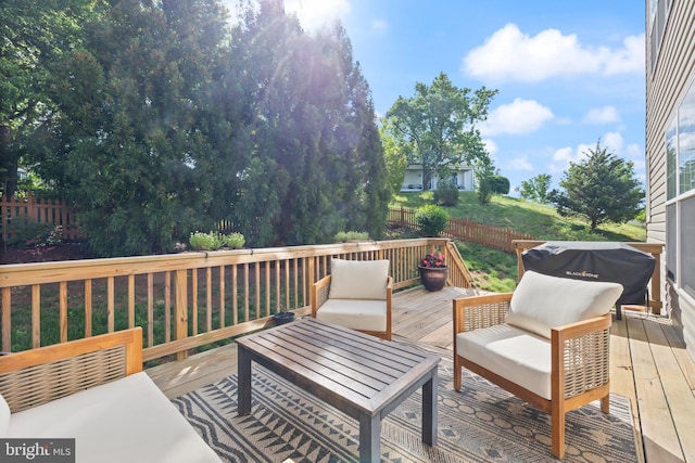14401 Broadwinged Dr, Gainesville, VA 20155 - wooden deck with a fenced backyard and an outdoor hangout area