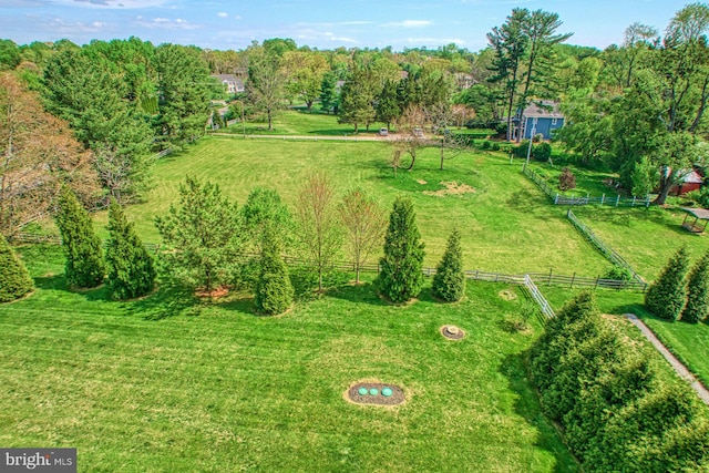bird's eye view with a rural view