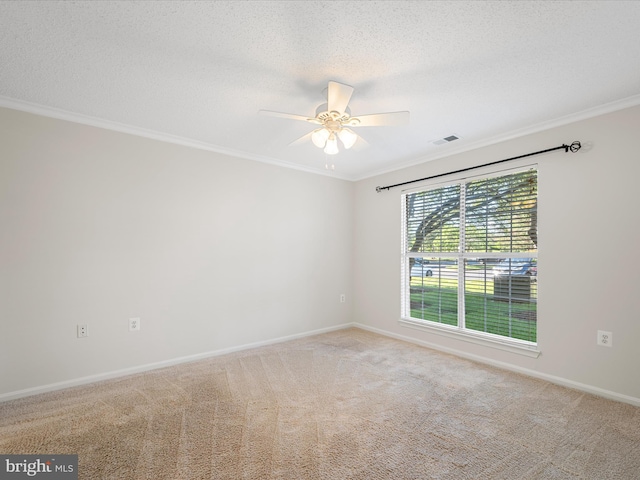 21019 Timber Ridge Ter Unit 102, Ashburn, VA 20147 - unfurnished room featuring crown molding, baseboards, carpet, ceiling fan, and a textured ceiling