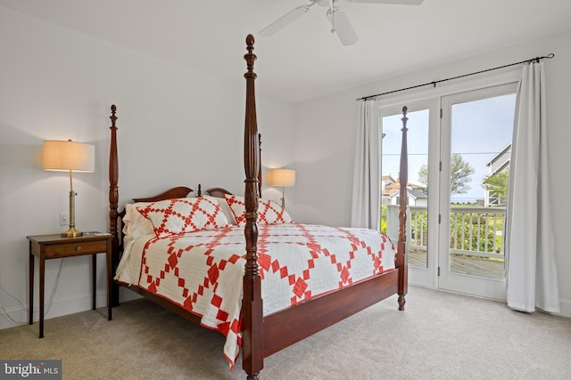 9050 Point Ln, Chestertown, MD 21620 - bedroom featuring carpet floors, access to outside, baseboards, and ceiling fan