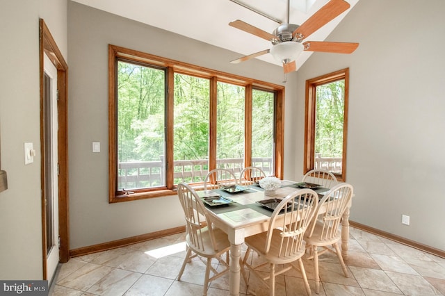 16 Hunters Ln, Chadds Ford, PA 19317 - dining space with a healthy amount of sunlight, baseboards, and ceiling fan