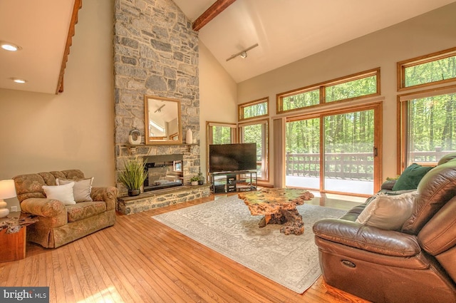 16 Hunters Ln, Chadds Ford, PA 19317 - living area featuring high vaulted ceiling, plenty of natural light, and hardwood / wood-style flooring