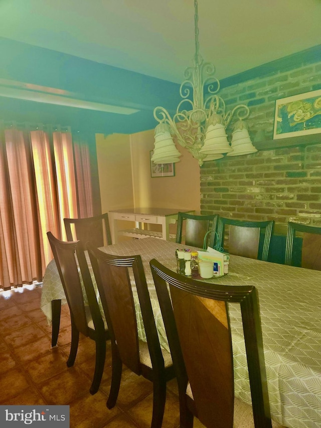 2 King William Ct, Sewell, NJ 08080 - dining space with a chandelier and brick wall