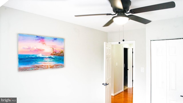 218 Stevenson Sq, Alexandria, VA 22304 - unfurnished bedroom featuring light wood-style floors, a closet, and a ceiling fan