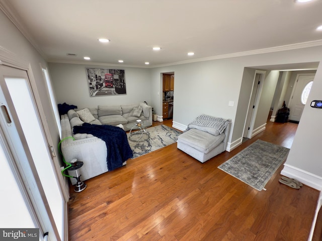 218 Stevenson Sq, Alexandria, VA 22304 - living room with recessed lighting, wood finished floors, and ornamental molding