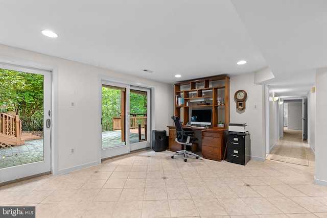 3440 Mansfield Rd, Falls Church, VA 22041 - office with baseboards, recessed lighting, and light tile patterned floors