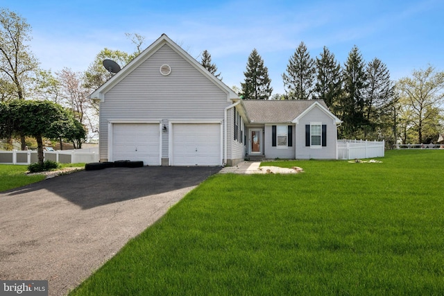 2 Underwood Ct, Burlington, NJ 08016 - single story home with fence, aphalt driveway, a shingled roof, a front yard, and an attached garage