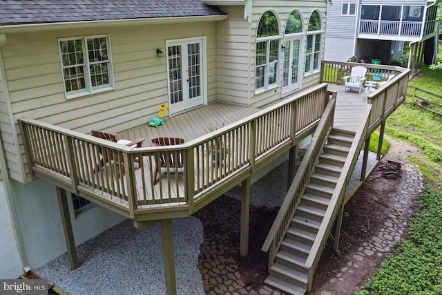 7098 Garden Walk, Columbia, MD 21044 - wooden deck with stairs and french doors