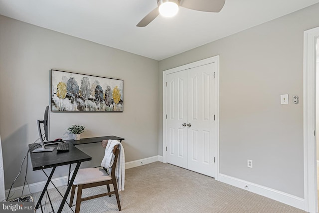 7098 Garden Walk, Columbia, MD 21044 - home office with a ceiling fan, baseboards, and carpet floors