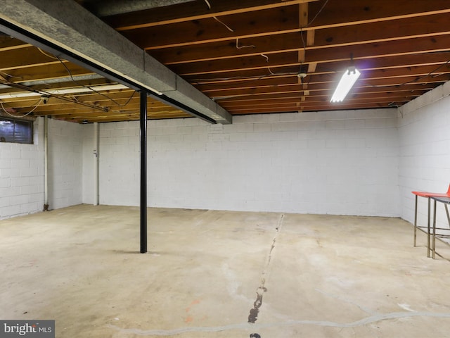 view of unfinished basement