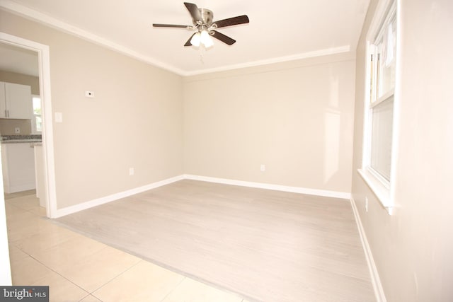 108 Shawmont Ln, Willingboro, NJ 08046 - spare room featuring a ceiling fan, light wood finished floors, and ornamental molding