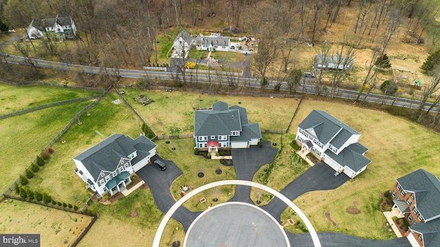drone / aerial view with a residential view