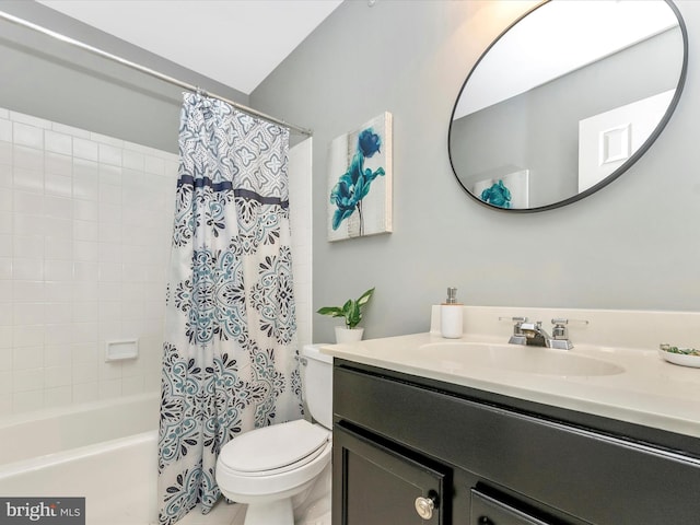 109 Rock Creek Ct, Frederick, MD 21702 - bathroom featuring shower / bath combo, toilet, and vanity