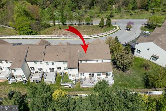 drone / aerial view with a residential view