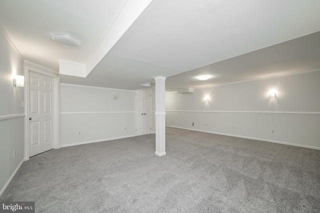 finished basement with baseboards and carpet flooring