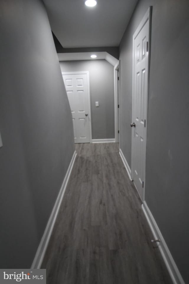 1029 Kings Ct, Herndon, VA 20170 - corridor featuring baseboards, dark wood-type flooring, and recessed lighting