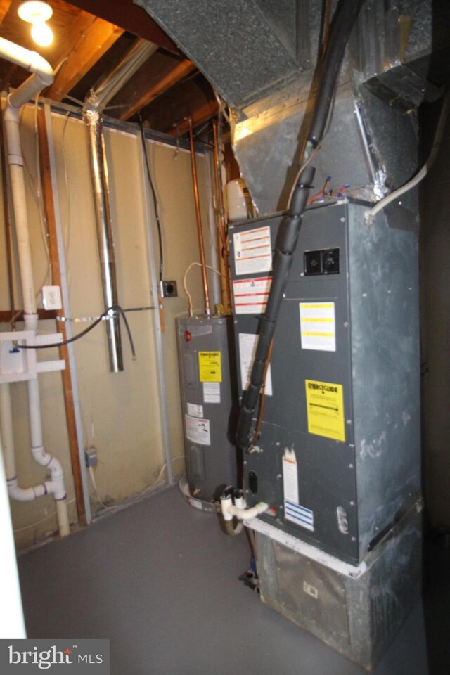 1029 Kings Ct, Herndon, VA 20170 - utility room featuring water heater and heating unit