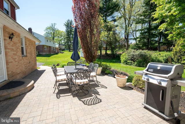 view of patio / terrace with outdoor dining area and grilling area