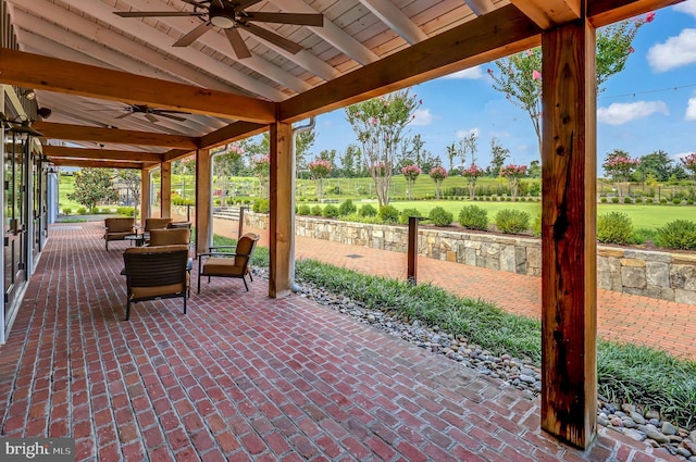 view of patio / terrace featuring a ceiling fan