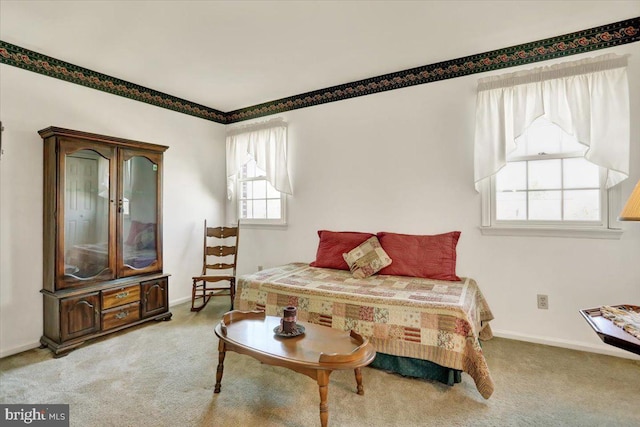 sitting room with carpet and baseboards