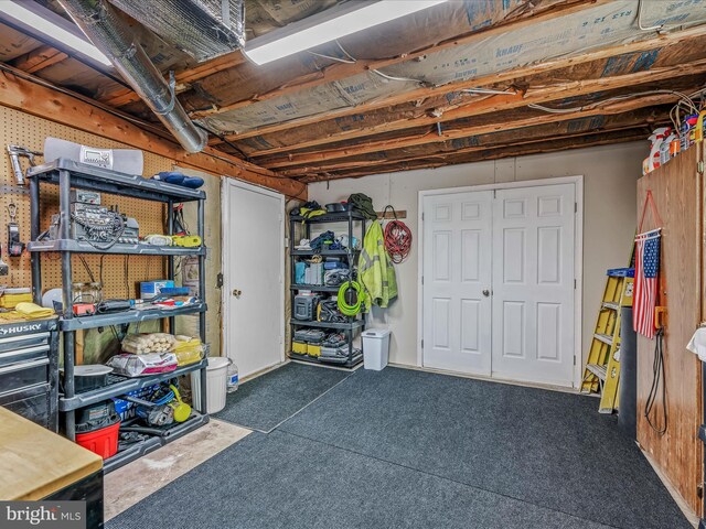 3322 Johnsons Mill Rd, Berkeley Springs, WV 25411 - unfinished below grade area with dark colored carpet