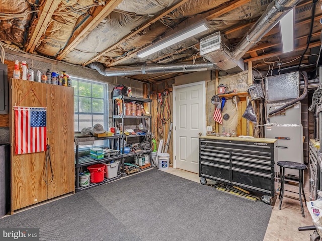 3322 Johnsons Mill Rd, Berkeley Springs, WV 25411 - basement with a workshop area and electric panel