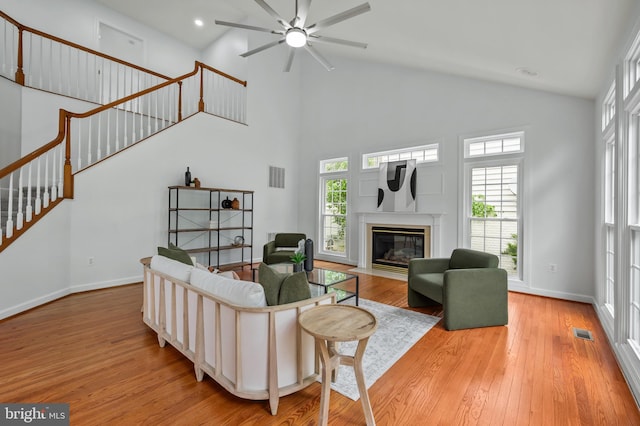 13017 English Turn Dr, Silver Spring, MD 20904 - living room featuring visible vents, stairway, and light wood-type flooring