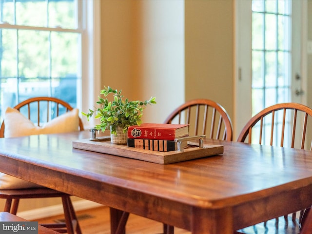 view of dining space
