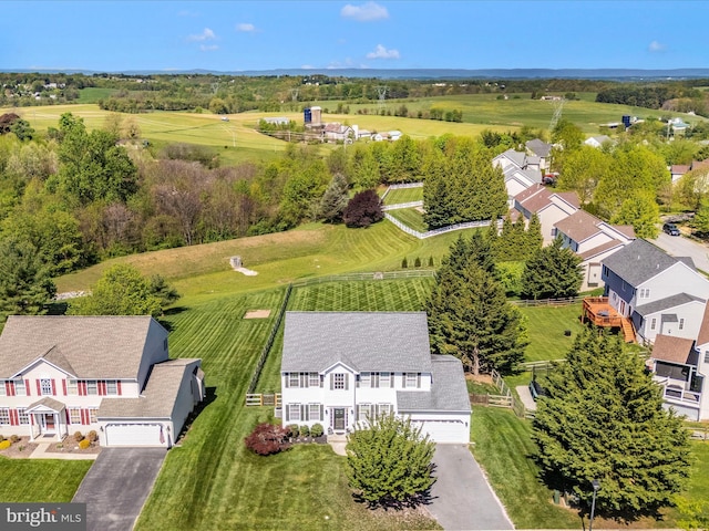 aerial view with a rural view