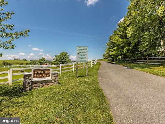 view of street featuring a rural view